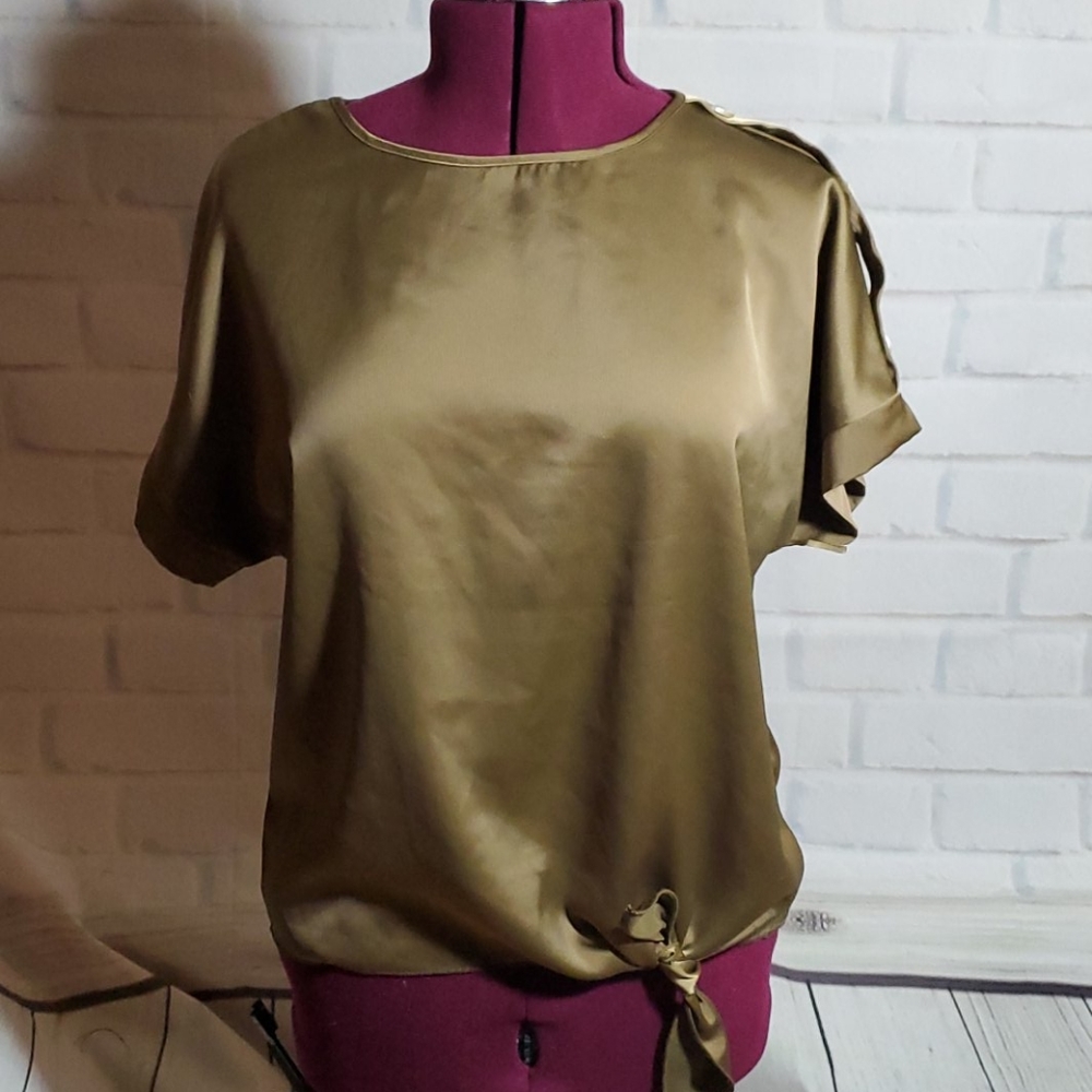 Bronzes metallic blouse Large tie front